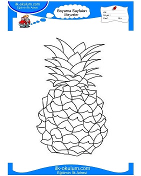 Çocuklar İçin Ananas Boyama Sayfaları 
